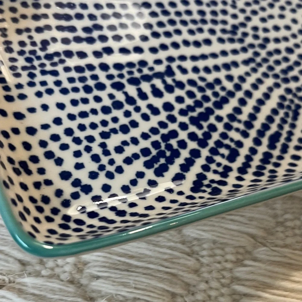 NWT Storables Navy Dotted Rectangular Tray